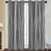 Paille Blackout Window Treatments Grommet Room Darkening Curtain Floral Printed Window Drapes for Bedroom Living Room Gray Stripe 132*137CM