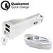 Fast USB C Dual-Port Car Charger with Type C Cable 4ft for CAT S62 Pro - Dual USB Rapid Adaptive Fast Car Charger - White