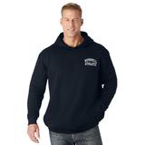 Men's Big & Tall Russell® Quilted Sleeve Hooded Sweatshirt by Russell Athletic in Black (Size 5XLT)