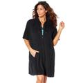 Plus Size Women's Alana Terrycloth Cover Up Hoodie by Swimsuits For All in Black (Size 38/40)