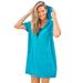 Plus Size Women's Hooded Terry Swim Cover Up by Swim 365 in Blue Sea (Size 10/12) Swimsuit Cover Up