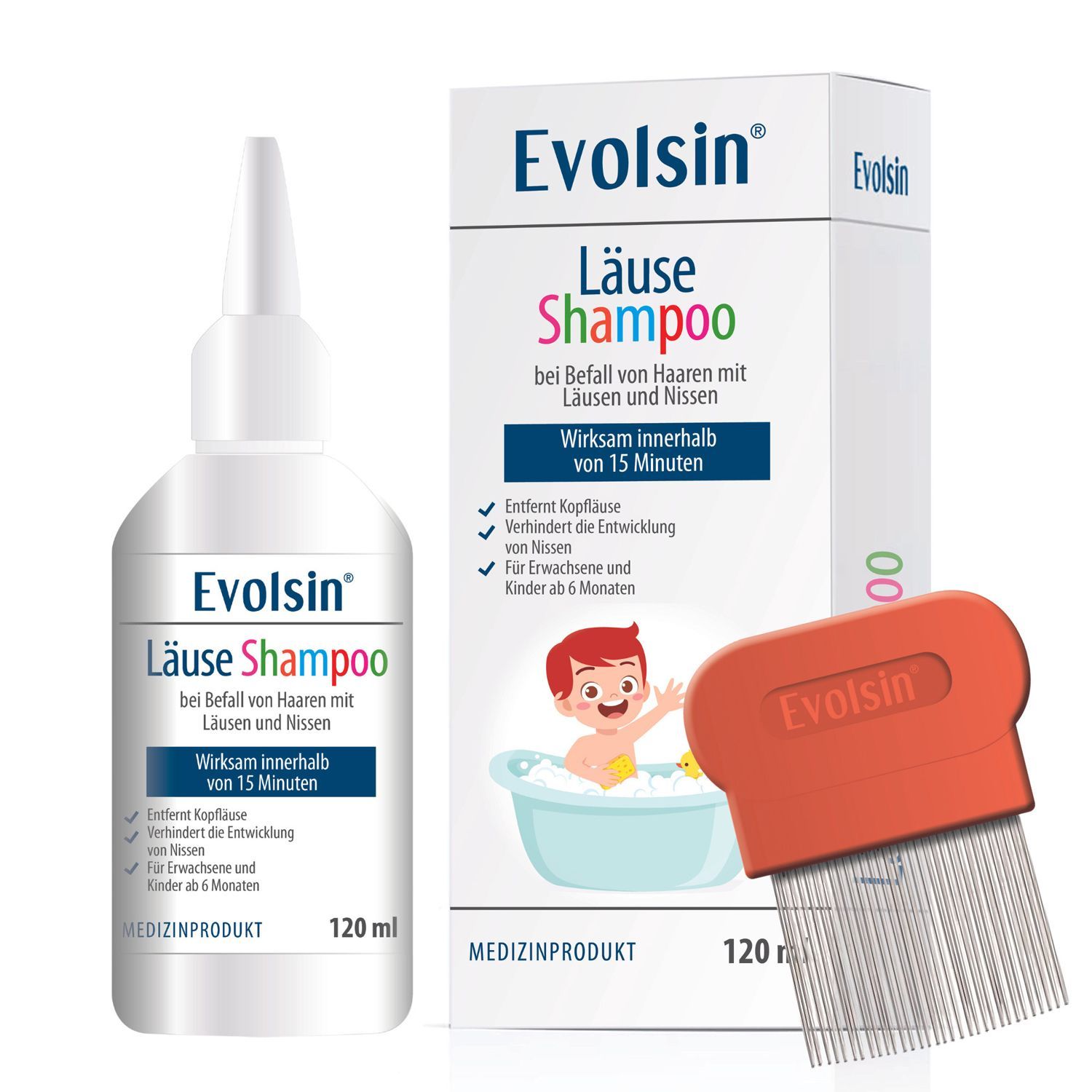 Evolsin Läuseshampoo mit Läusekamm 120 ml Shampoo Image