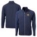 Men's Cutter & Buck Navy Michigan Wolverines Alumni Logo Adapt Eco Knit Hybrid Recycled Full-Zip Jacket