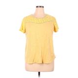 Liz Claiborne Short Sleeve Blouse: Yellow Tops - Women's Size 0X
