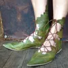 2023 mittelalterliche Gothic Retro Elf Hexe Blätter Lace Up Schuhe Für Frauen Männer Cosplay Kostüm Karneval Party Ritter Stiefel Zubehör