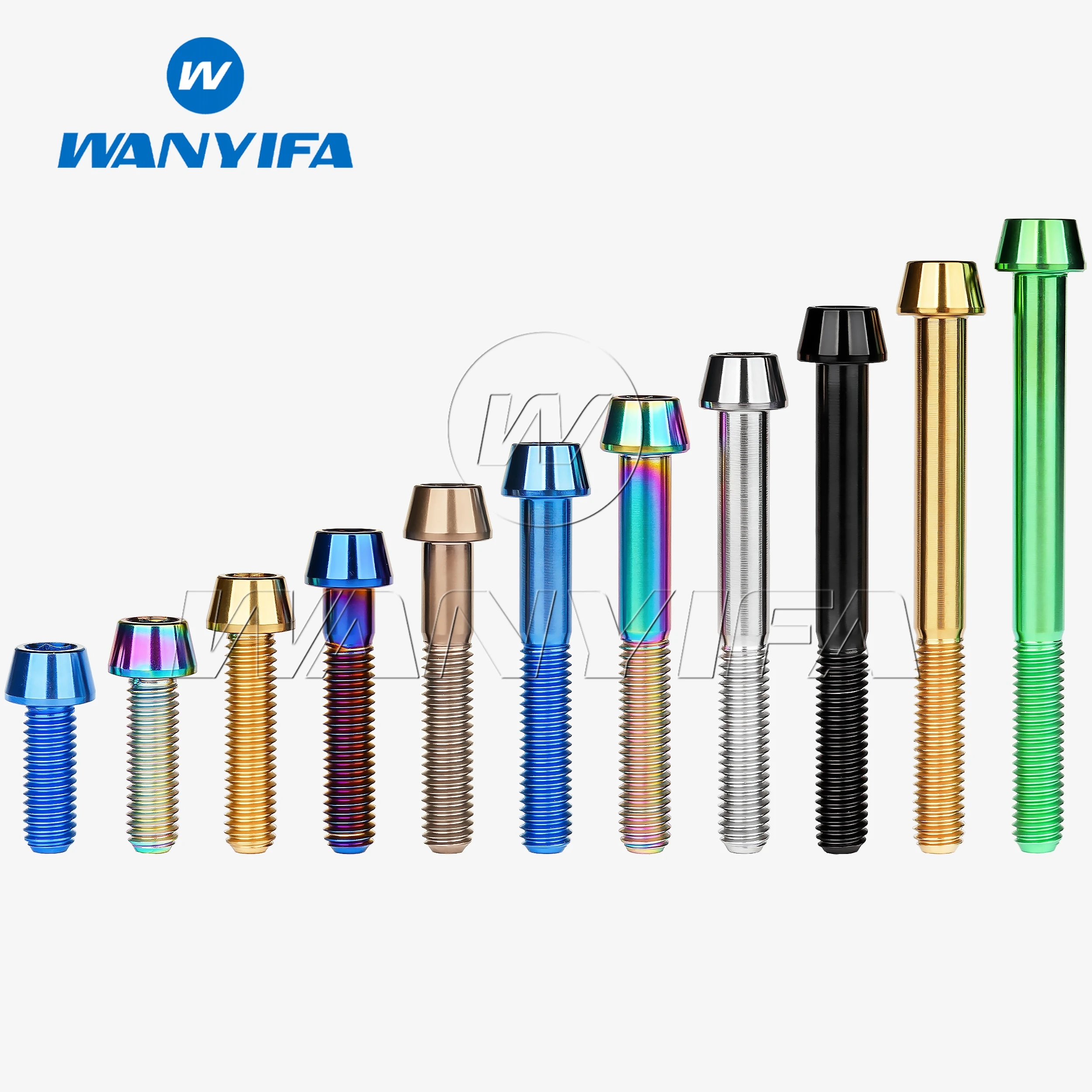 Wanyifa Titanschraube M6 x 10 15 16 18 20 25 30 35 40 45 50 55 60 65 mm Inbusschlüssel Kegelkopfschraube Schraube für Fahrrad-Headset-Bremse Image