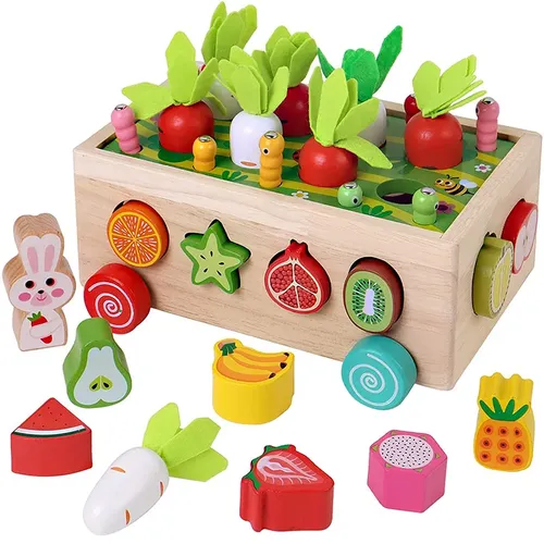 Montessori Spielzeug für Baby Jungen Girls1 2 3 4 Jahr Holz Puzzle Karotte Ernte Spielzeug Spiel