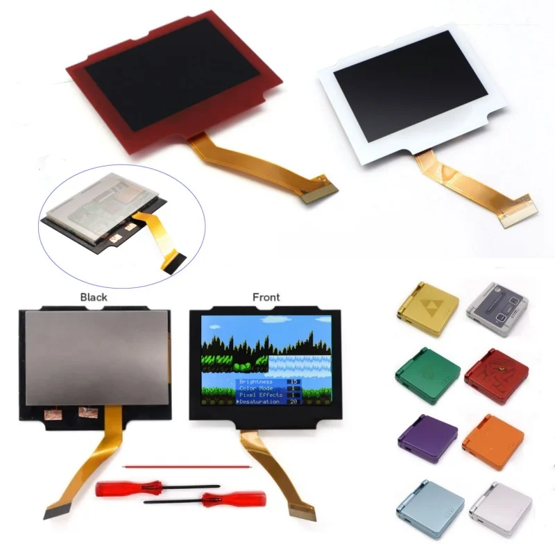 V5 3,0 Zoll HD GBA SP IPS Drop-in vorlaminierter LCD-Kits-Bildschirm für Gameboy Advance SP Schwarz/Rot/Weiß Len-Gehäuseschale Image