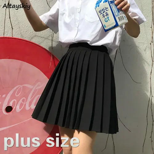 Röcke Frauen Plissiert Hohe Taille Y2k Schoolgirls Feste Beiläufige Streetwear Alle-spiel