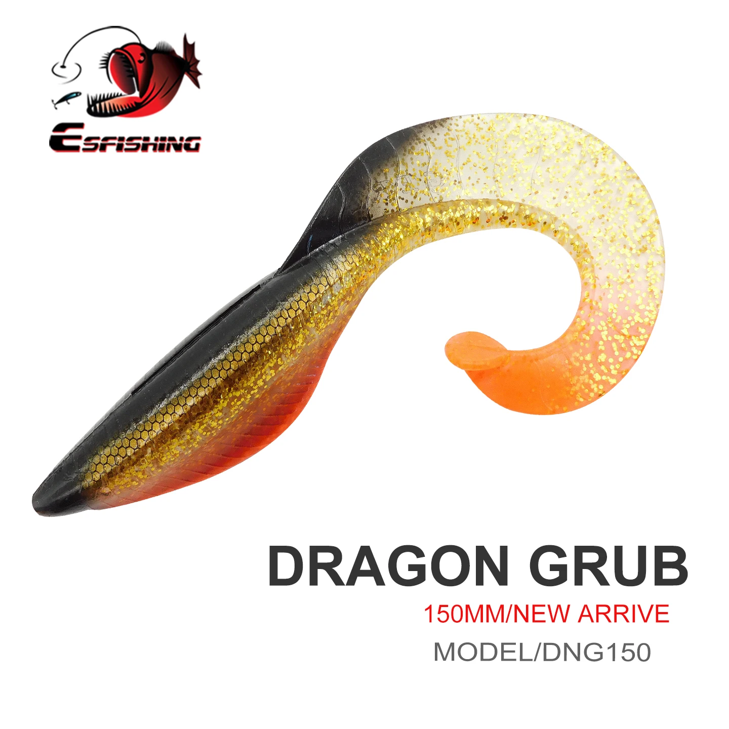 ESFISHING NEUE große Weiche Köder Dragon Grub 150mm Silikon Wackelnde Schwanz karpfen angeln locken für Hecht Pesca Isca künstliche Image