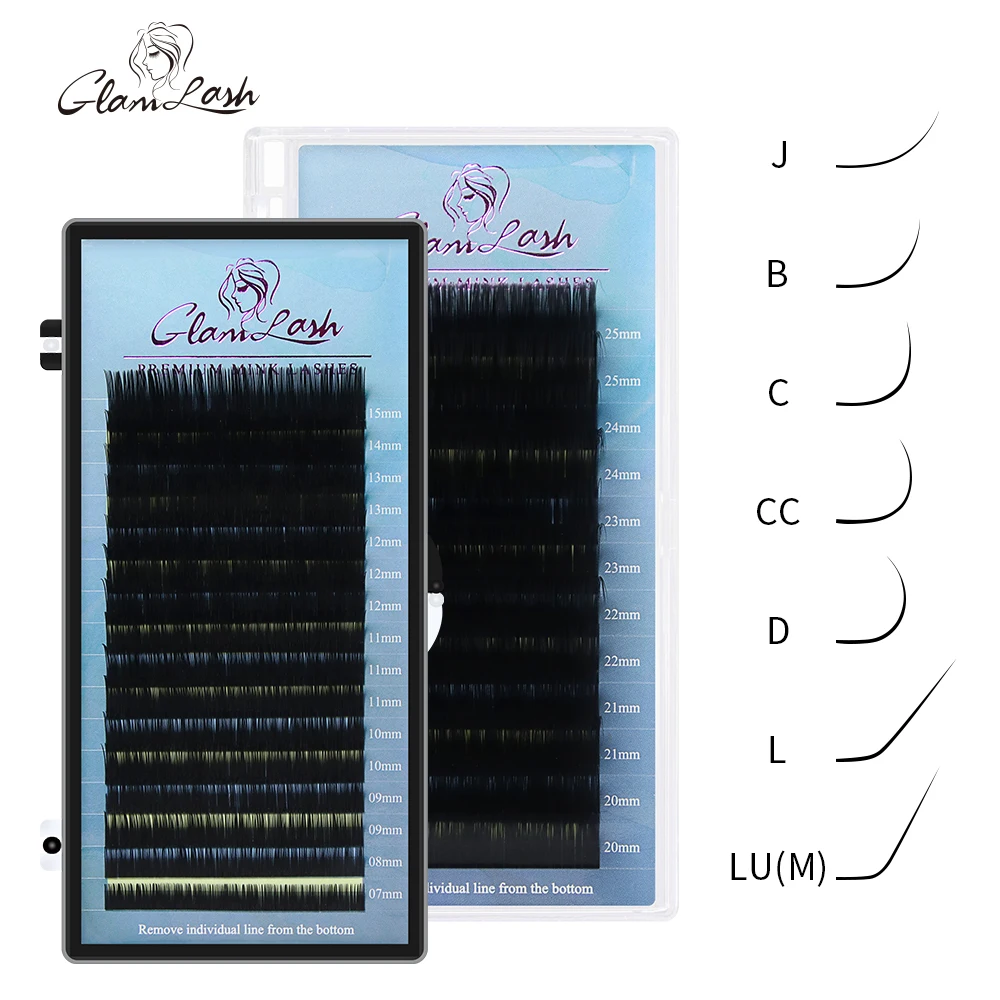 GLAMLASH Mix 7~15/15-20/20-25mm handgemachte koreanische Pbt J/B/C/D/L/LU(M) CURL Wimpernverlängerung natürliche weiche Faux Mink Lash Image