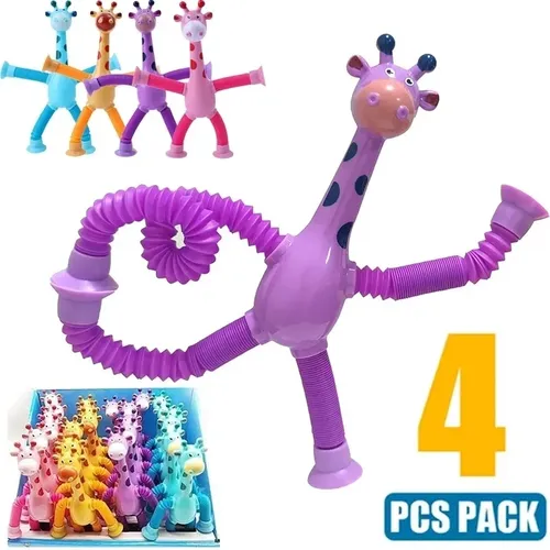 Kinder Saugnapf Giraffe Spielzeug Pop Röhren Stress abbau Teleskop Giraffe Spielzeug sensorischen