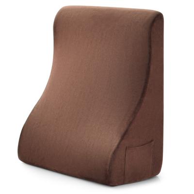 Costway Bed Wedge Pillow with Tablet Pillow Stand and Side Pockets-Brown