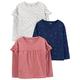 Simple Joys by Carter's Mädchen Long-Sleeve T-Shirt, Gehaucht Rosa/Grau Punkte/Marineblau Blumen, 5-6 Jahre (3er Pack)