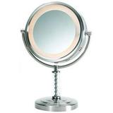 Jerdon Style 8 in.- 6X-1X Lighted Table Top Mirror- Nickel- Height 14 in.