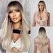 Long Curly Wigs for Women Long Wavy Wigs With Flat Bangs for Girls Cosplay Wig Hair Replacement for Daily Use A14