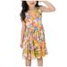 ZCFZJW Kids Girls Summer Sleeveless Princess Dress Trendy Floral Pattern Print Crew Neck Pullover Tank Dress Loose Pleated Beach Sundress Orange 12-13 Years