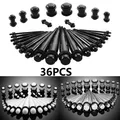 36Pcs/lot 1.6-10mm Full Size Acrylic Ear Tapers Plugs and Tunnels Ear Gauges Stretching Kits Ear