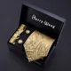 Gold Men Tie Paisley Silk Tie Pocket Square Gift Box Set Barry.Wang Luxury Designer Neck Tie For Men