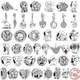 925 Sterling Silver Love Family Tree Snowflakes Dangle Beads Fit Original Pandora Charms Bracelets