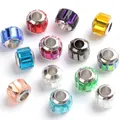 10Pcs/Lot Stripe Large Hole European DIY Spacer Beads for Jewelry Making Charms Fit Pandora