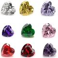 50pcs 3x3~15x15 AAAAA Heart Shape White Voilet Olive Purple Black Pink Cubic Zirconia Stone