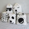 Animal Stripe Pattern Cotton Laundry Bag Cute Basket Toy Home Canvas Storage Bag Drawstring Dirty