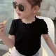 Girl T-Shirt Short Sleeve Summer Kids Top Tees Ice silk fabric Baby Solid Color Shirts 1 To 8 Yrs