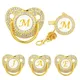Luxury Zircon Baby Pacifier Clip 26 Letters Newborn Personalized Pacifiers Holder Bling Silicone