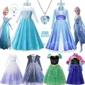 Frozen 1&2 Anna Elsa Coronation Princess Dress Kids Birthday Party Vestidos Snow Queen Cosplay