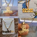 Custom Name Necklace Men Pendant Bold Letter Thick Chain Personalized Stainless Steel Gold Plating