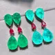Silver Color Simulation Emerald wedding Earrings For Women 44mm Simple Water Drop Paraiba Long