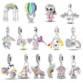 925 Sterling Silver New Product Color Rainbow Balloon Charms Beads fit Original Pandora Charms