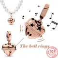 New 925 Silver Rose Gold Festive Star Bell Dangle Charm Fit Pandora Bracelet DIY Necklace Pendant