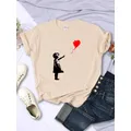 Let'S Fly Love Balloons Prints Womens T-Shirt Soft Breathable Short Sleeve Street Hip Hop Trend Tops