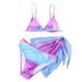 dmqupv Toddler Girl Swimwear Set Girls Bikini Kids Toddler Baby Girls Spring Summer Print Cotton Sleeveless Quick Dry Beach Swimwear Swimsuit Swimming 3PC Bikini Clothes Purple 140