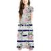 ZCFZJW Casual Girls Princess Dresses Cute Floral Printed Summer Short Sleeve Round Neck Graphic Tank Dress Loose Pleated Maxi Dress White 7-8 Years