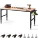 WFX Utility™ Doraville Manufactured Wood Top Height-Adjustable Workbench w/ Wheels Manufactured Wood/Steel in Black/Brown/Gray | Wayfair