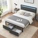 Ivy Bronx Emillyrose Queen Tufted Storage Platform Bed Upholstered/Metal & Upholstered/Metal/Linen in Gray | 40.5 H x 60.6 W x 81.8 D in | Wayfair
