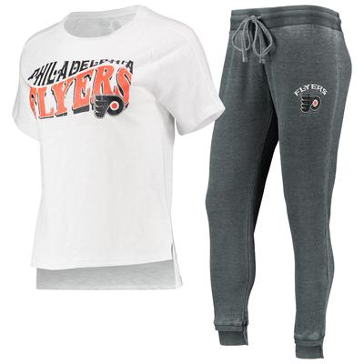 Concepts Sport Schlafanzugset „Philadelphia Flyers Resurgence Slub Burnout“ in Anthrazit/Weiß für Damen Image