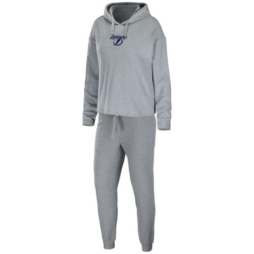 Damenbekleidung von Erin Andrews, meliertes Schlafset mit Tampa Bay Lightning-Logo, Pullover, Kapuzenpullover und Hose