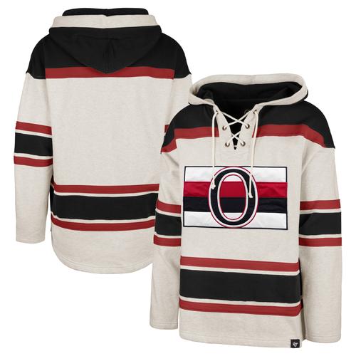 Herren '47 Oatmeal Ottawa Senators Rockaway Lace-Up Pullover Hoodie