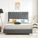 Modern Style Velvet Upholstered Platform Bed with Wood Slat Support, Easy Assembly, Full Size