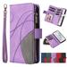 ELEHOLD for Motorola Moto G Power 2021 Case Moto G Power 2021 Wallet Case for Women Men with 9 Credit Card Holder Zipper Purse PU Leather Strap Wristlet Protective Phone Cover Purple