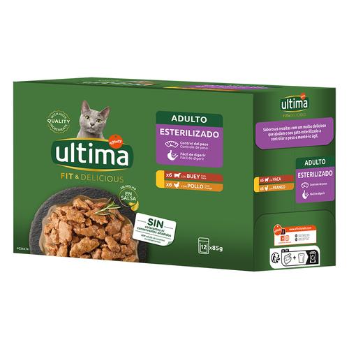 48x 85g Ultima Cat Fit & Delicious Huhn & Rind Katzenfutter nass