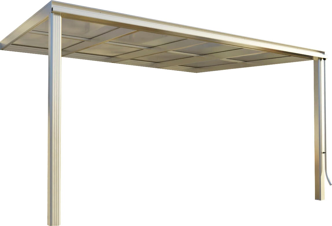 Terrassendach BECKMANN "Exklusiv Gr. 6", grau (alu natur), B:407cm T:321,7cm, Aluminium, Kunststoff, Terrassenüberdachungen