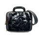 CHANEL Vintage Black Patent Leather Vanity Case Shoulder Bag