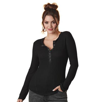 K Jordan Fitted Henley (Size XL) Black, Viscose,Spandex