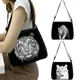 Schwarz Weiß Tier Druck Tiger/Wolf/Elefanten Schulter Tasche Damen Freizeit Shopping Handtasche