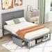 Full Size Platform Bed Frame with 2 Drawers and Storage Shelf on the Footboard, Modern Storage Bed
